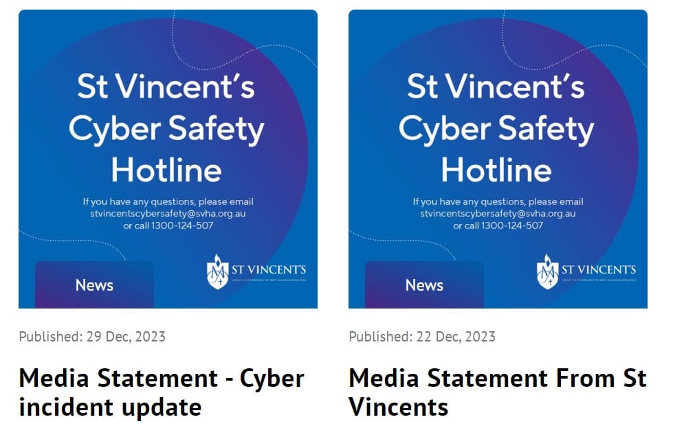 St Vincent's Health Australia still determining what data taken by hacker