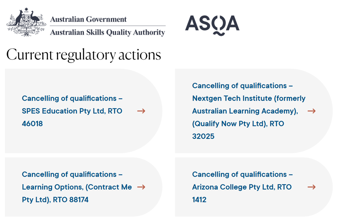 3,800 aged care qualifications cancelled by Federal VET regulator
