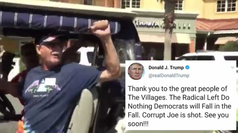 Donald Trump tweets video from Florida retirement village showing supporter chanting ‘white power’ before deleting it post image