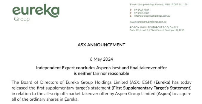 Aspen’s bid to buy the 52 rental retirement village operator Eureka is dead... for now post image