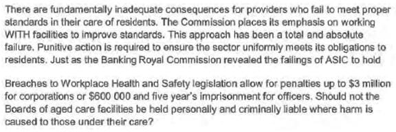 Lisa Backhouse calls for criminal penalties for aged care boards (and staff) post image