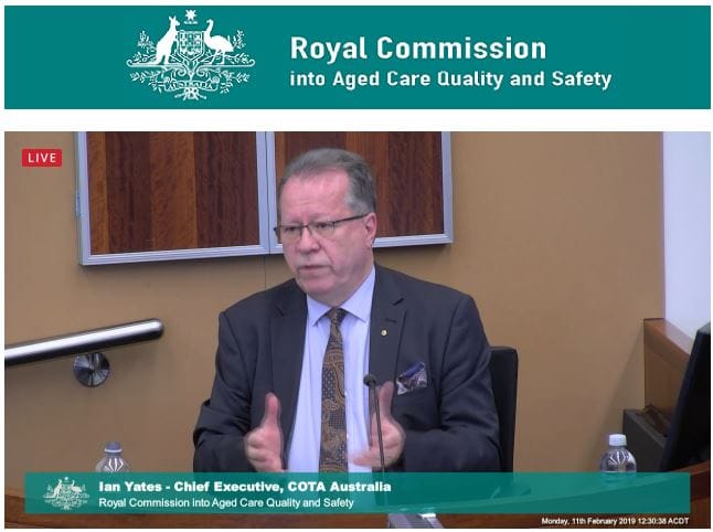 “No easy answers”. COTA CEO Ian Yates gives the Commissioners a lesson on the aged care system post image