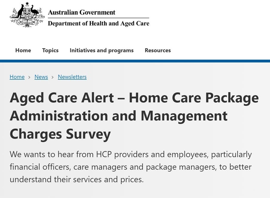 Department of Health and Aged Care surveys Home Care Package providers and employees post image