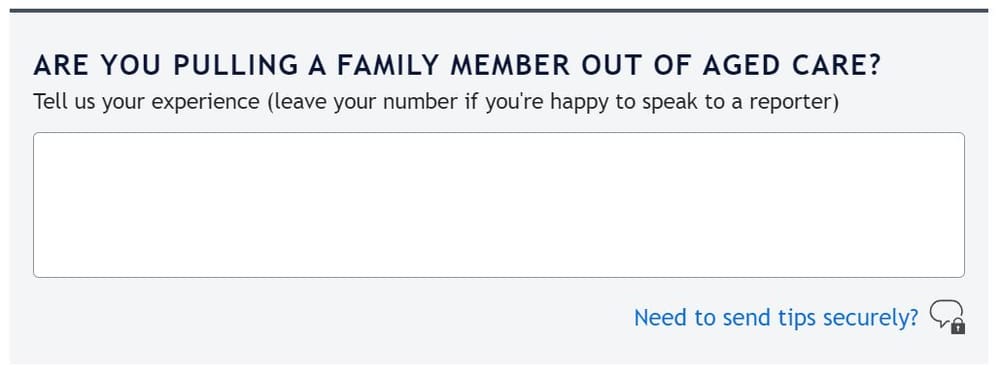 Fairfax trawling for stories of families pulling relatives out of aged care post image