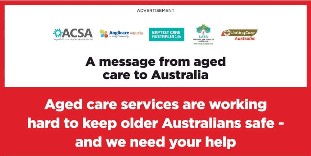PM says code of conduct for aged care visitations on its way – but peaks and organisations take out full-page newspaper ads to lobby Govt post image