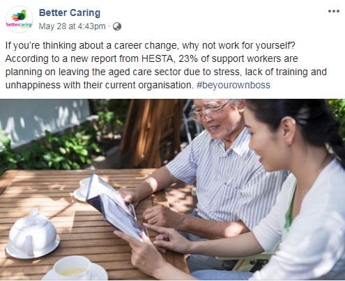 Be your own boss: home care disruptor Better Caring targets aged care workers exiting sector post image