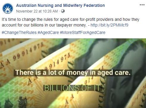 ANMF calls on Senate inquiry to make for-profit aged care providers file financial audits with ASIC post image