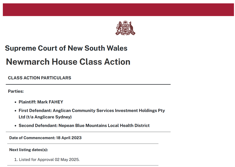 Judge reviews final payout approvals in Newmarch House aged care class action post image