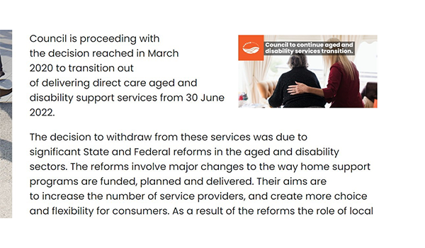 Another council gets out of providing aged care services post image