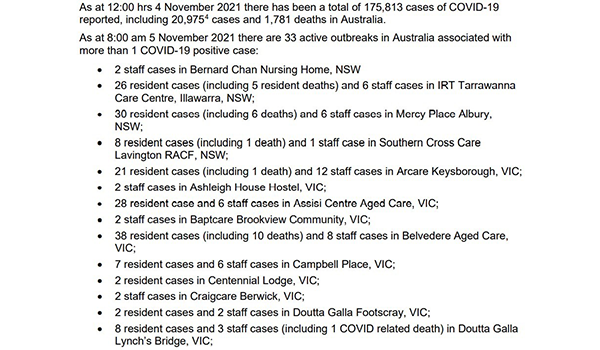 COVID-19 cases continue to fall in aged care homes as deaths at Mercy in Albury climb to nine post image