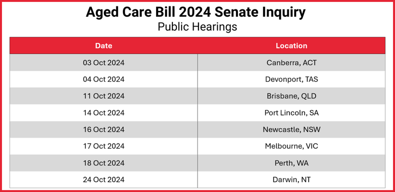 Hourly updates on Senate Inquiry into the Aged Care Bill 2024 in Canberra today post image